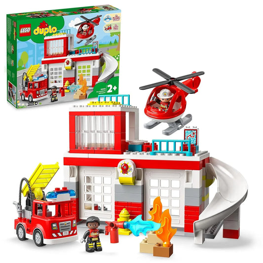 LEGO 10970 Duplo Rescue Fire Station & Helicopter Building Set (117 Pieces) - Jaiman Toys