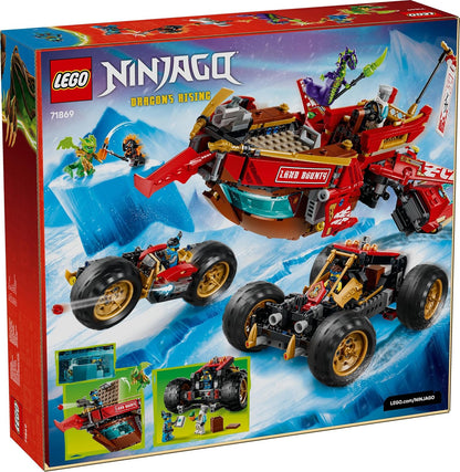 LEGO NINJAGO Land Bounty 71869 – 3-in-1 Ninja Vehicle Building Set with 6 Minifigures (1,214 Pieces, Ages 9+)