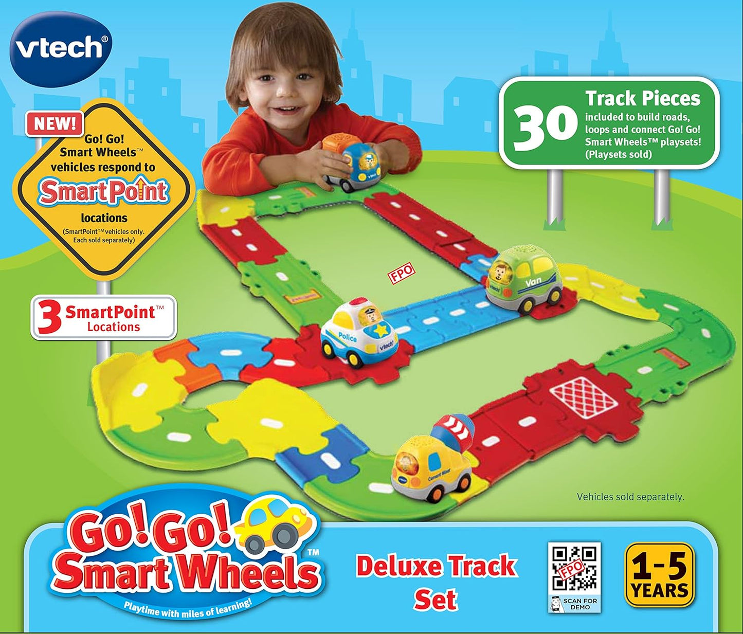 VTech Go! Go! Smart Wheels Deluxe Track Playset | Expandable Interactive Track Set with SmartPoint Technology & Multiple Track Pieces for Toddlers