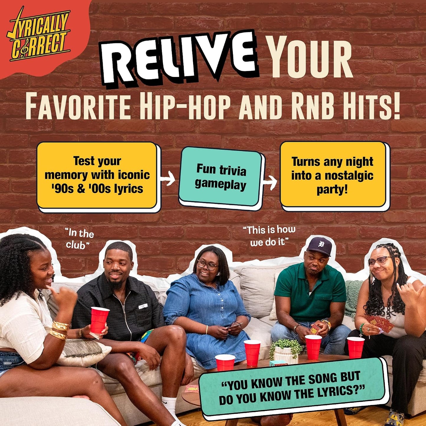 Lyrically Correct 90's & 2000's Hip Hop & R&B Edition | Music Card Game | Standalone Party Game for Families & Adults