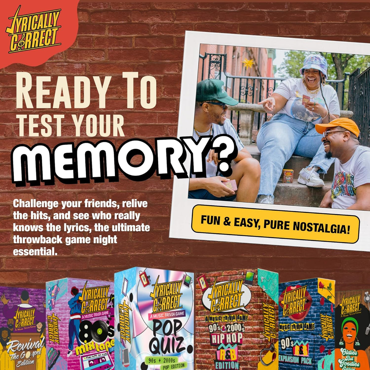 Lyrically Correct 90's & 2000's Hip Hop & R&B Edition | Music Card Game | Standalone Party Game for Families & Adults