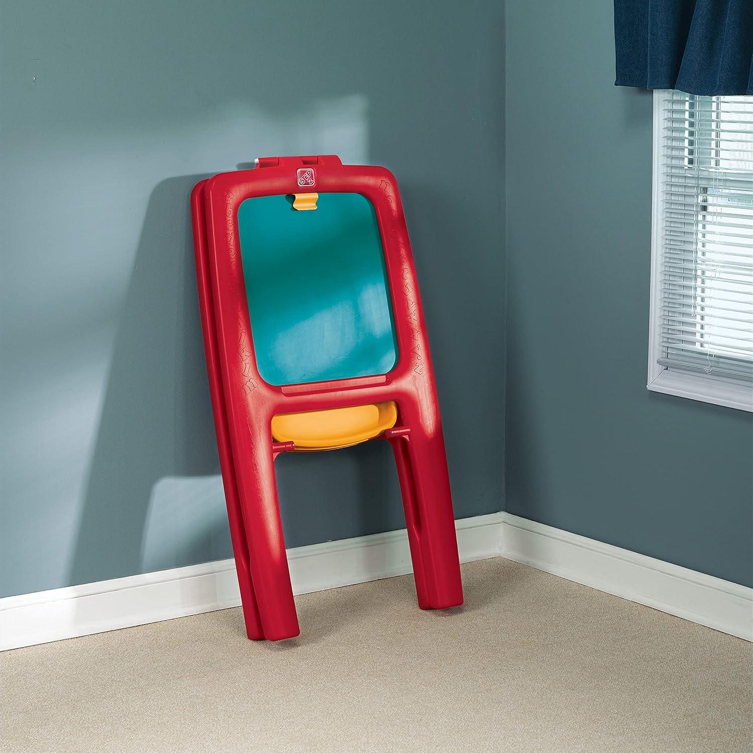 Step2 Easel for Two – Red Double-Sided Art Station with Magnetic Letters & Numbers - Jaiman Toys
