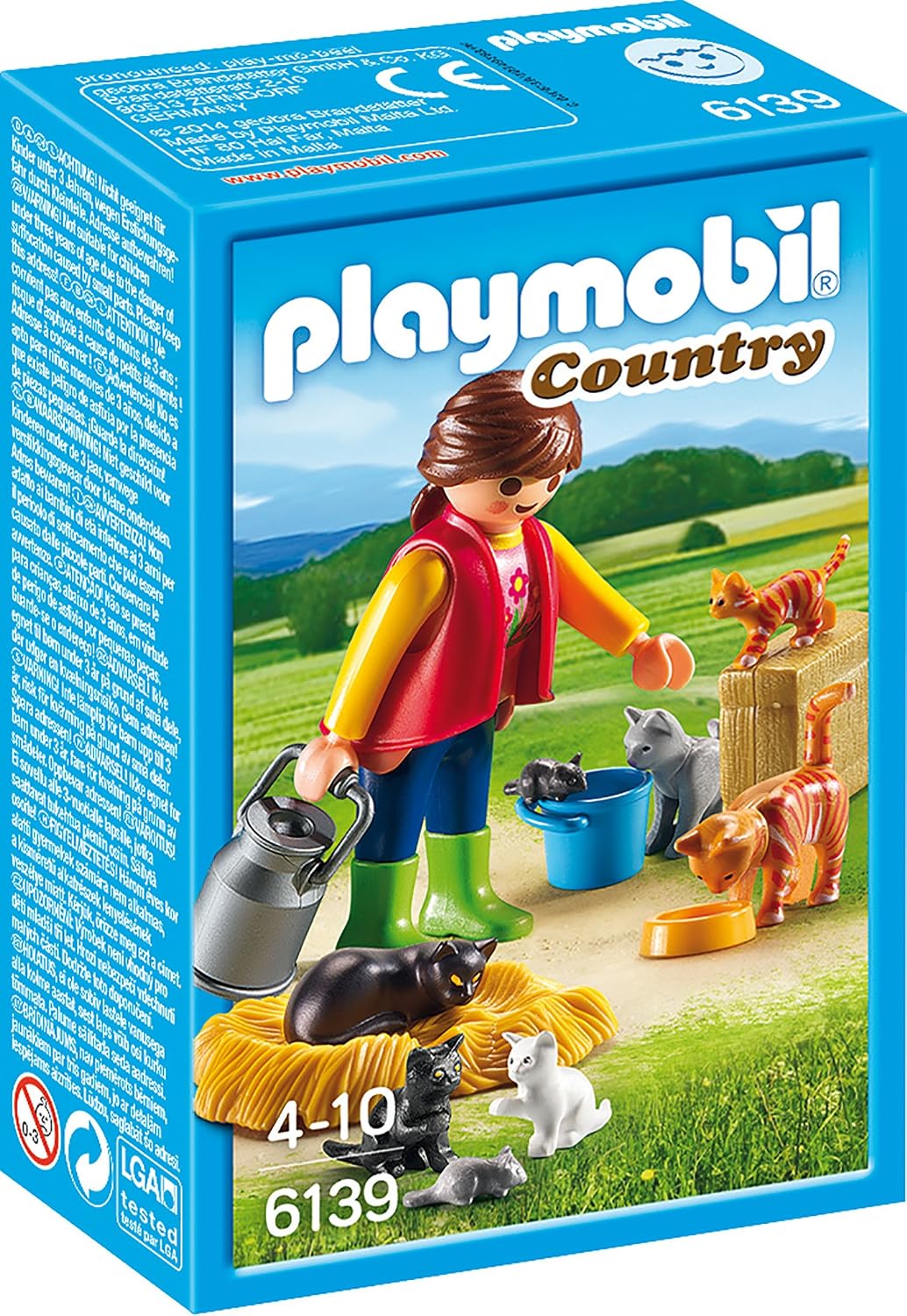 (Box Damaged) Playmobil 6139 Country Woman with Cat Family Playset | Farm Animal Toy with Woman Figure, 6 Cats & Accessories | Creative Role Play Toy for Kids Ages 4-10 Years | Multicolor