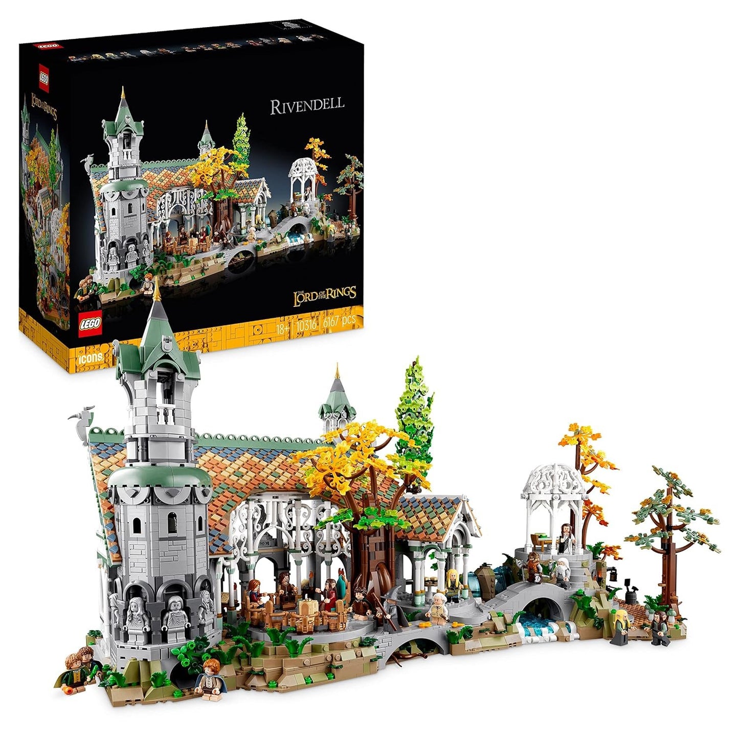 LEGO 10316 Icons Rivendell Building Model Kit :The Lord of The Rings:  for Adults, Construct and Display a Middle-Earth Valley