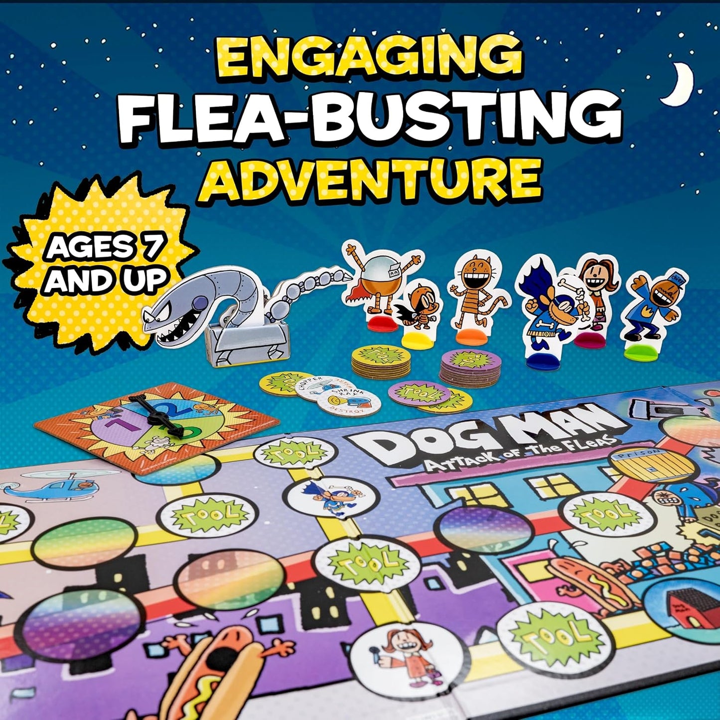Dog Man: Attack of the Fleas Board Game | Family Strategy Game for 2–6 Players Ages 7+ | University Games