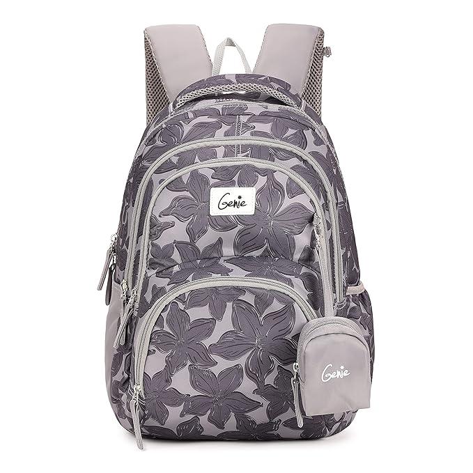 Genie Spring Backpack for Girls – 17” | Cute, Colorful, Lightweight & Water-Resistant with Happy Pouch - Jaiman Toys