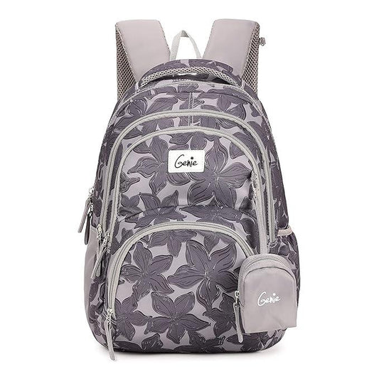 Genie Spring Backpack for Girls – 17” | Cute, Colorful, Lightweight & Water-Resistant with Happy Pouch - Jaiman Toys