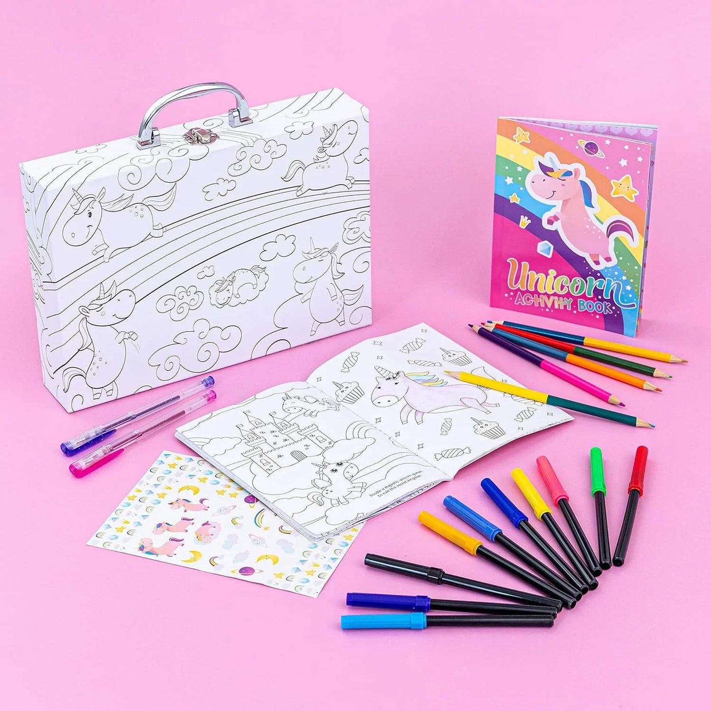 Colour & Carry Activity Kit – Unicorn | Creative Case with Stickers, Pens & Activity Books