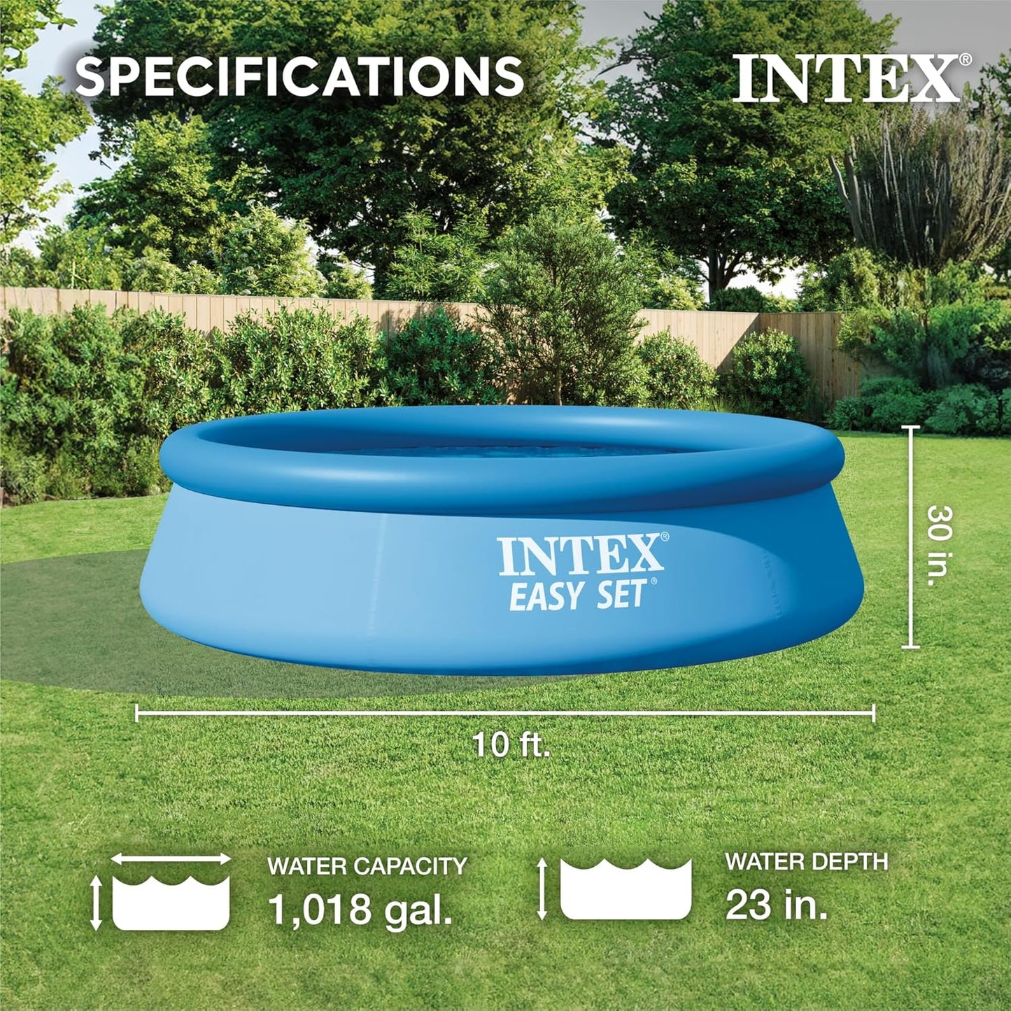 Intex Easy Set Swimming Pool 28120 – 10 ft x 30 in (305 × 76 cm) Inflatable Family Pool | Quick Setup Backyard Pool
