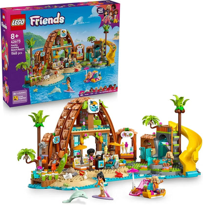 LEGO Friends 42673 Family Holiday Beach Resort Toy with 6 Mini Dolls, plus Turtle & Dolphin Animal Figures, an Ice Cream Stand and Accessories - Creative Birthday Gift for 8+ Year Old Girls