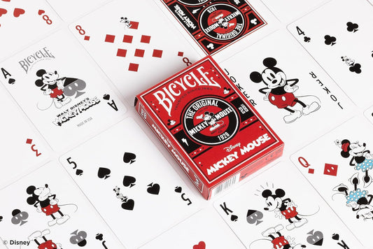 Bicycle Disney Classic Mickey Mouse Playing Cards – Red Collectible Deck with Air-Cushion Finish