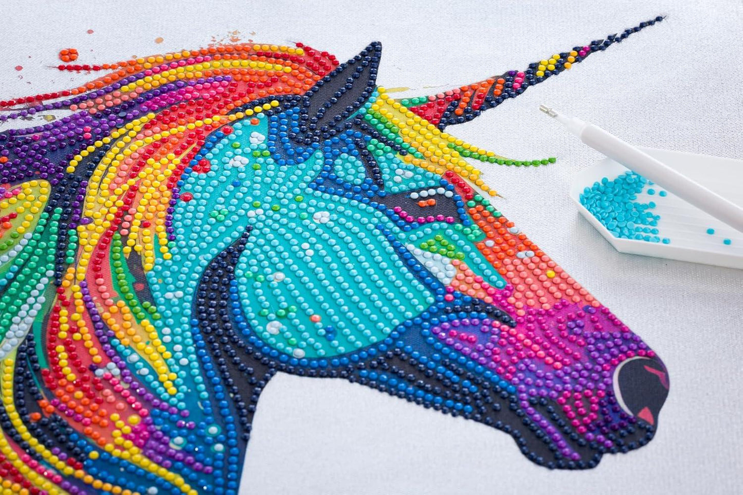 Curious Universe Crystal Creations – Metallic Foil Canvas Unicorn | Diamond Art Kit for Adults & Teens