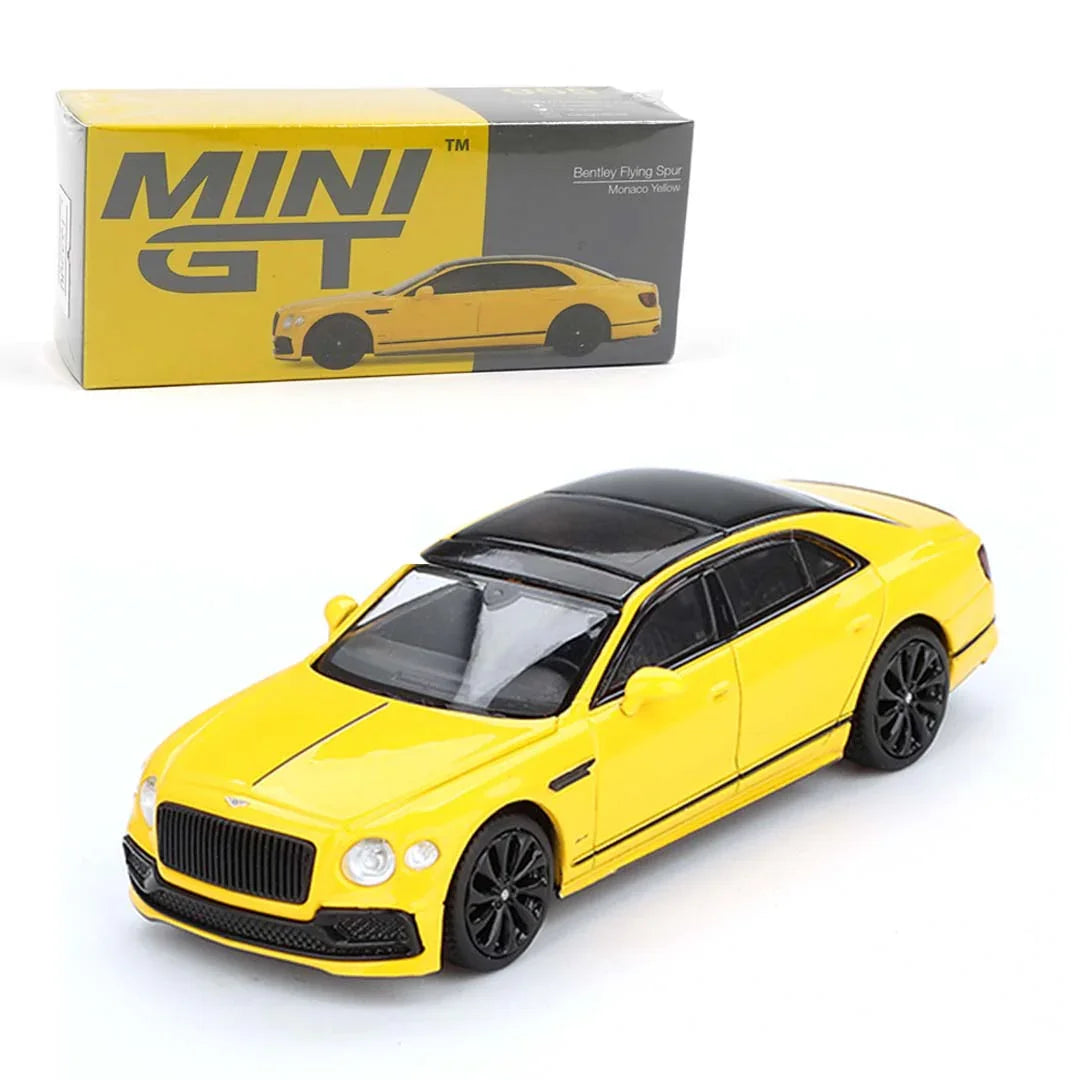 Mini GT Bentley Flying Spur – Monaco Yellow | 1:64 Scale RHD Diecast Model Car | Luxury Sedan Collector Edition - Jaiman Toys