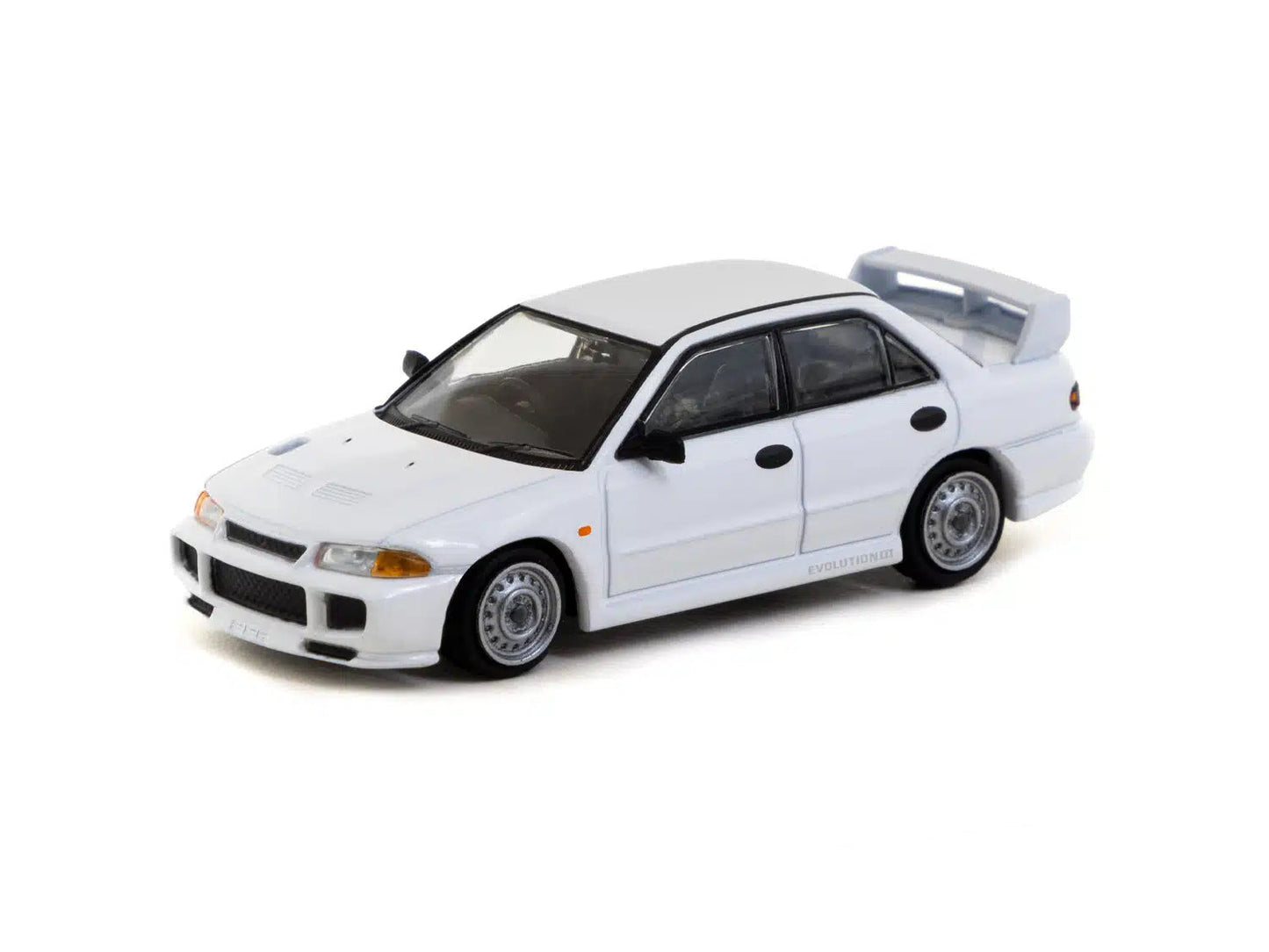 Tarmac Works GLOBAL64 1:64 Mitsubishi Lancer RS Evolution III White Diecast Model Car (T64G-050-RS)