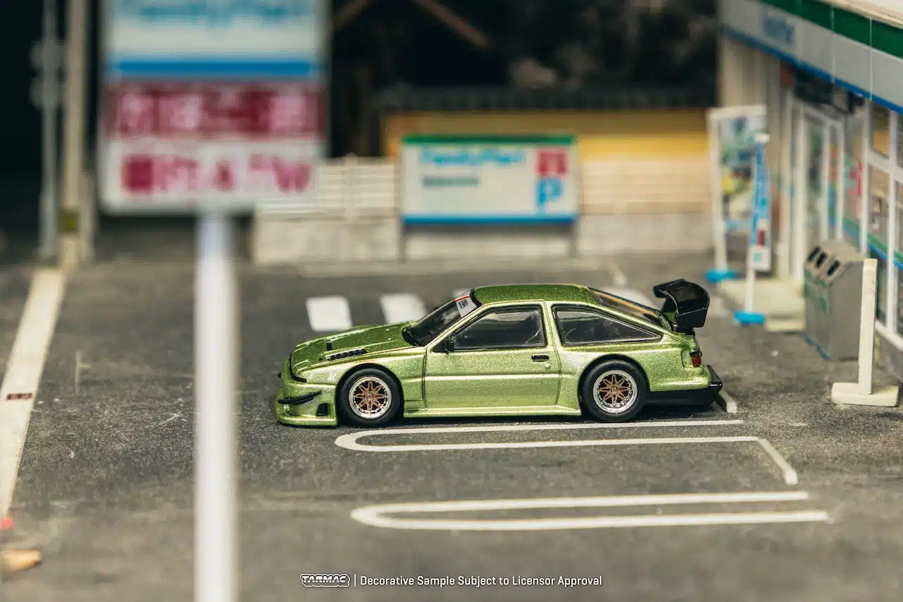 Tarmac Works GLOBAL64 1:64 Toyota Sprinter Trueno AE86 Widebody Green Diecast Model Car (T64G-060-GR)