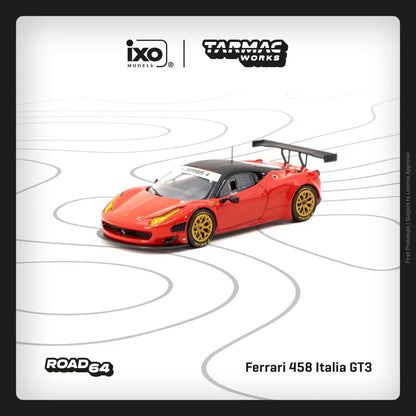 Tarmac Works 1:64 RTarmac Works ROAD64 1:64 Ferrari 458 Italia GT3 Red Diecast Model Car (T64R-073-RE)