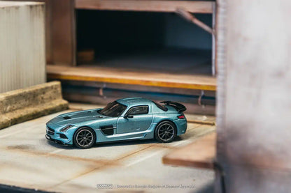 Tarmac Works GLOBAL64 1:64 Mercedes-Benz SLS AMG Coupé Black Series Matte Blue Diecast Model Car (T64G-027-MB)