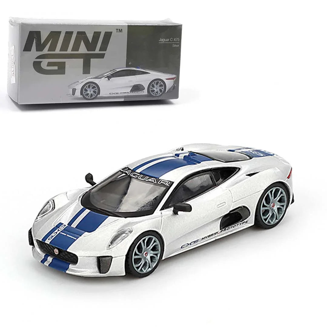 Mini GT Jaguar C-X75 – Silver LHD | 1:64 Scale Diecast Model Car | Collector’s Edition - Jaiman Toys