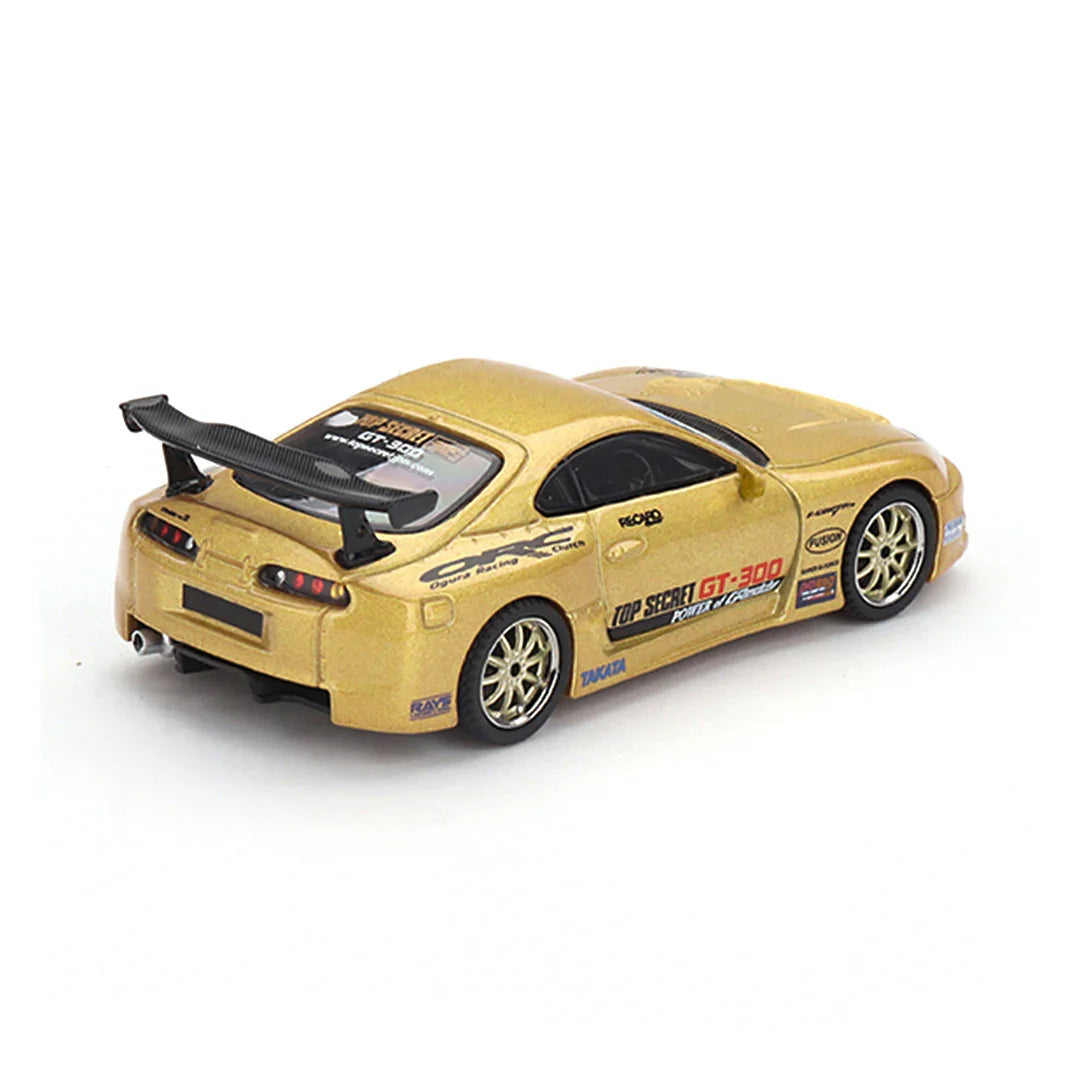 MINI GT Toyota Supra (A80) Top Secret GT-300 – Top Secret Gold | 1:64 Scale Diecast Model Car - Blister Pack - Jaiman Toys