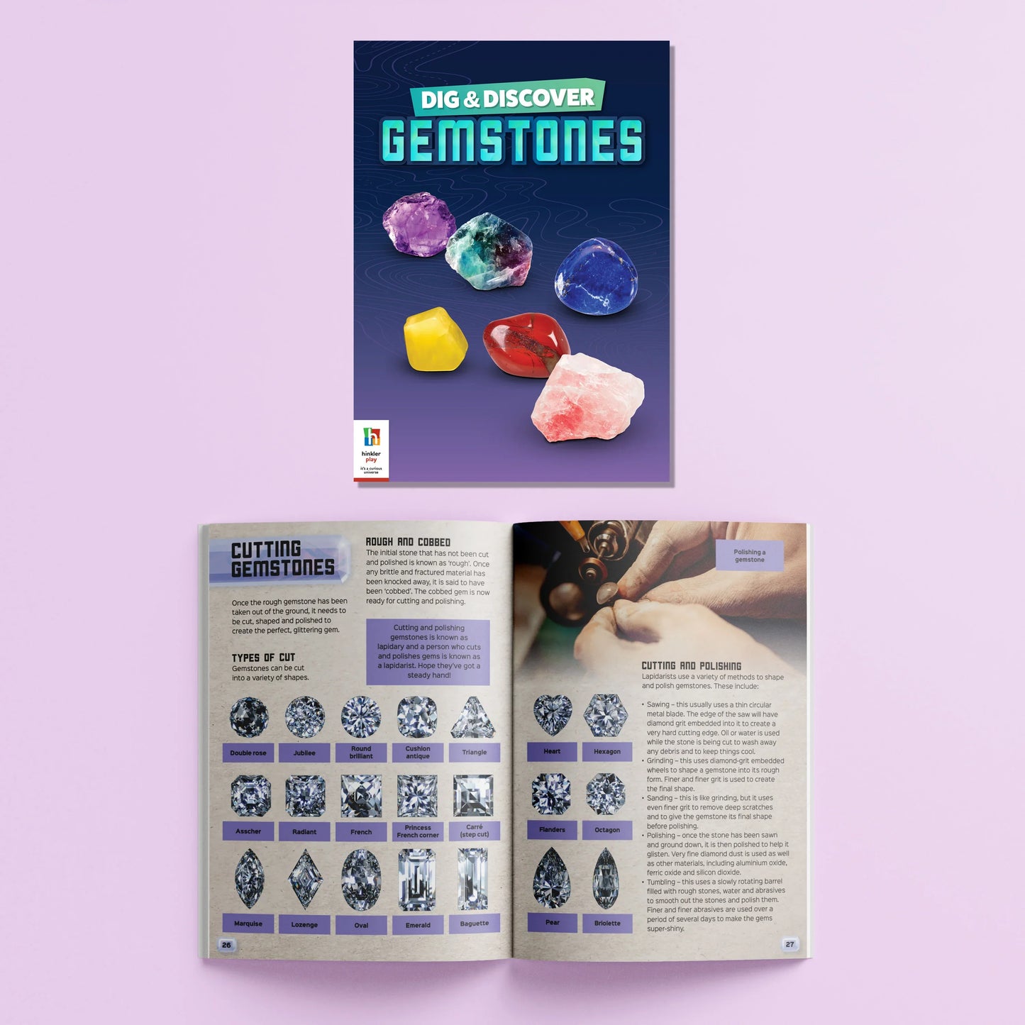 Hinkler Dig & Discover Gemstones Kit – Kids Excavation Science Toy | Educational STEM Fossil Dig Set | Fun Learning Gift