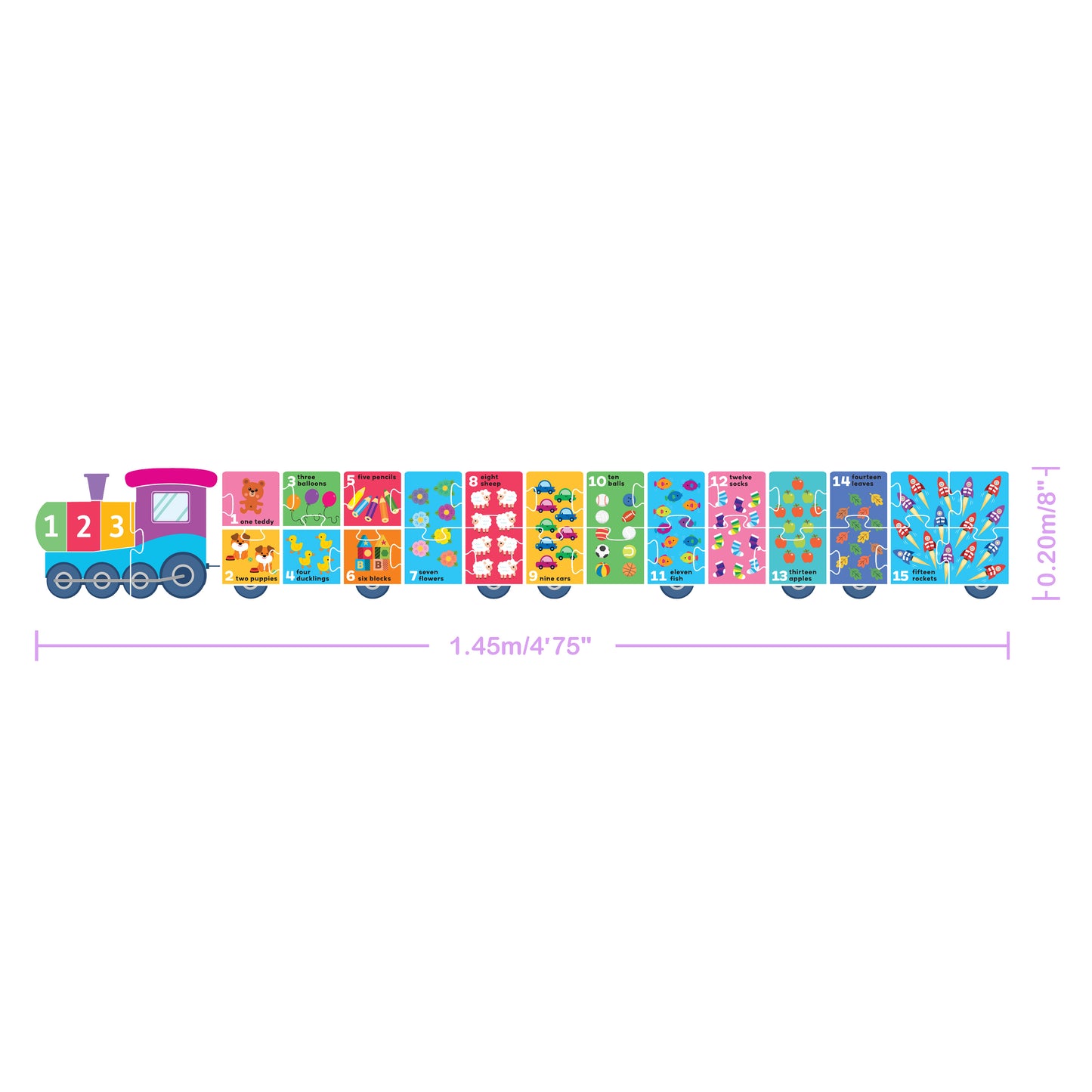 Hinkler Building Blocks Puzzle Train First Numbers | Giant 1.45m Number Train Puzzle with 28 Pieces & 16-Page Activity Book | Educational Counting Puzzle for Kids Ages 3+