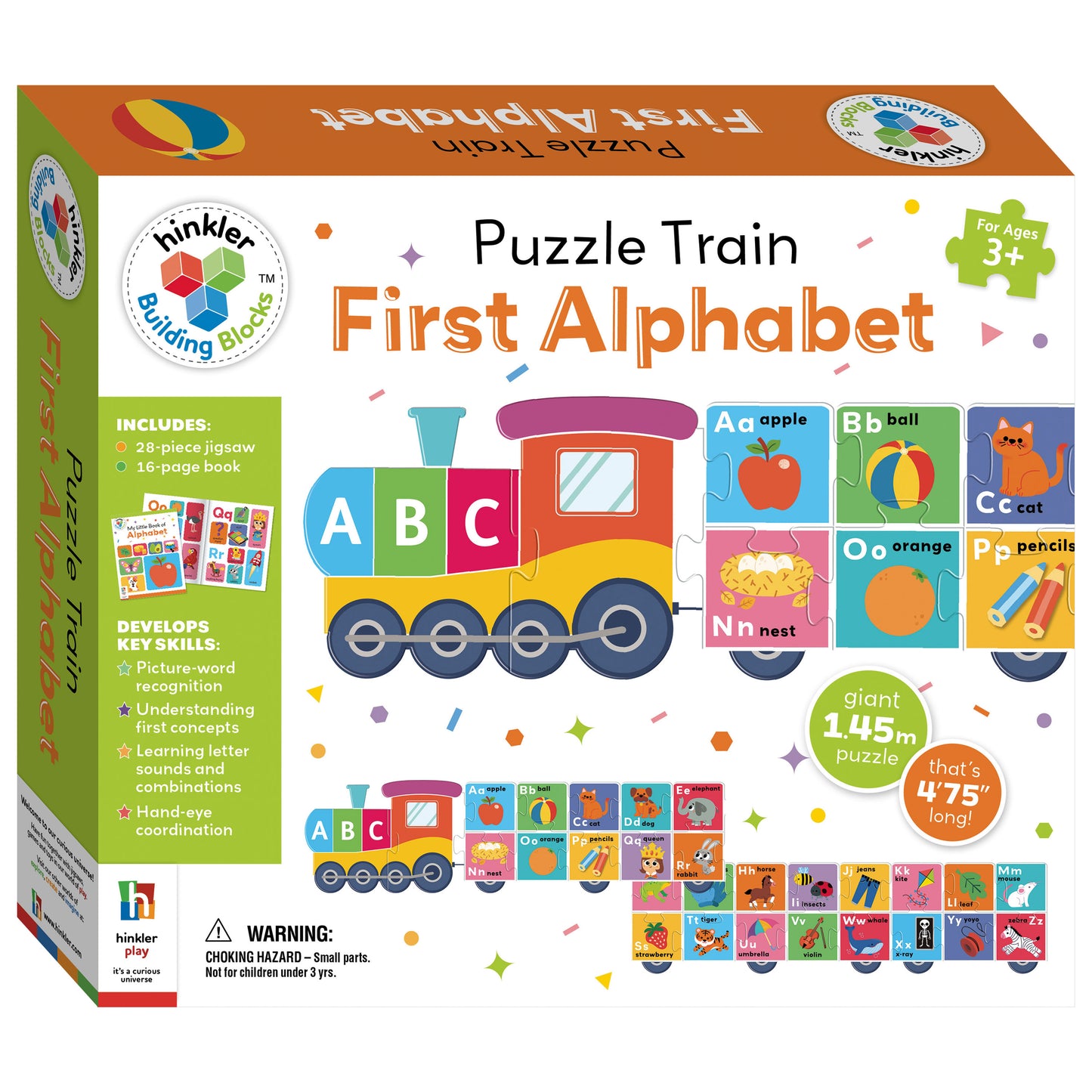 Hinkler Building Blocks Puzzle Train First Alphabet | Giant 1.45m ABC Puzzle with 28 Pieces & 16-Page Activity Book | Educational Alphabet Learning Puzzle for Kids Ages 3+