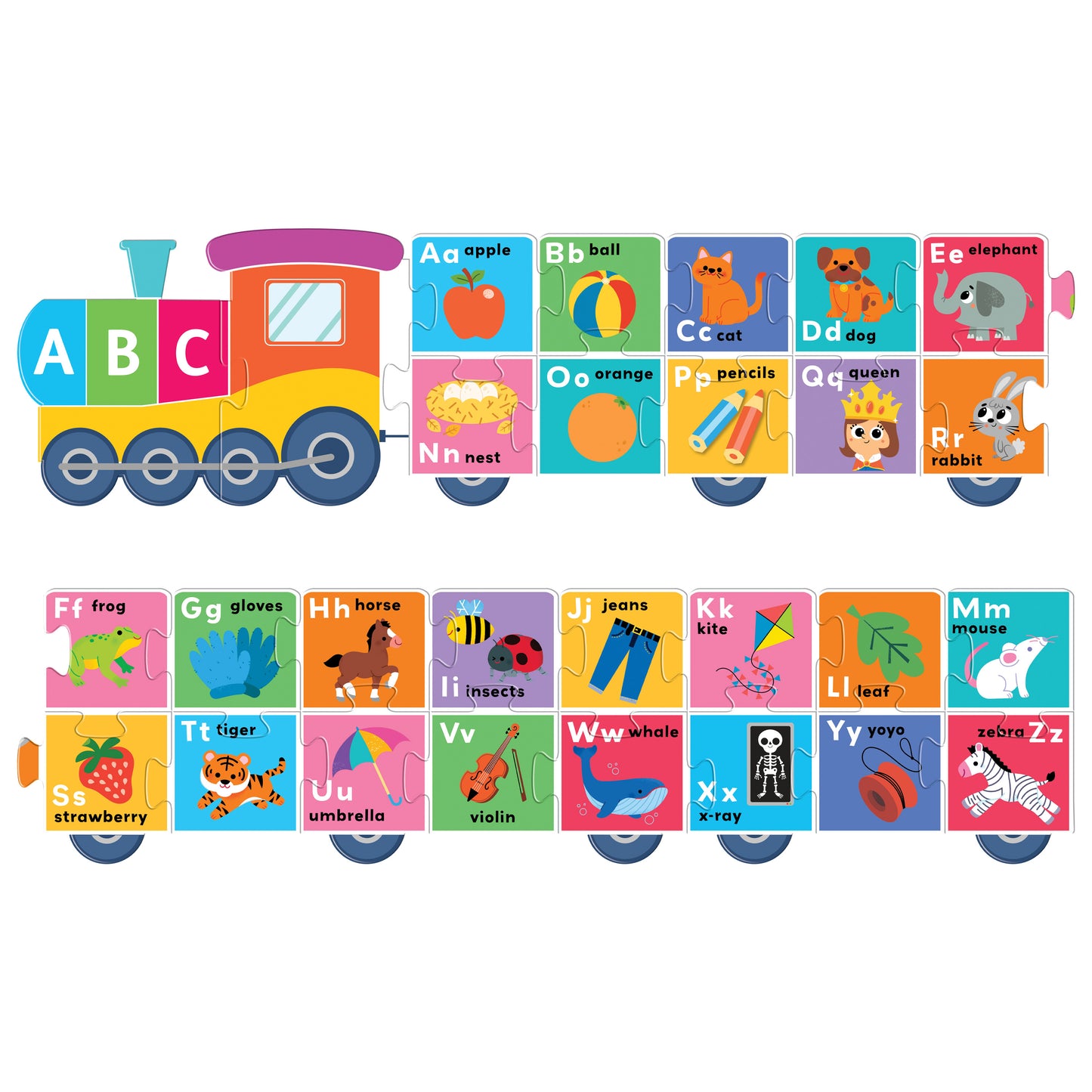 Hinkler Building Blocks Puzzle Train First Alphabet | Giant 1.45m ABC Puzzle with 28 Pieces & 16-Page Activity Book | Educational Alphabet Learning Puzzle for Kids Ages 3+