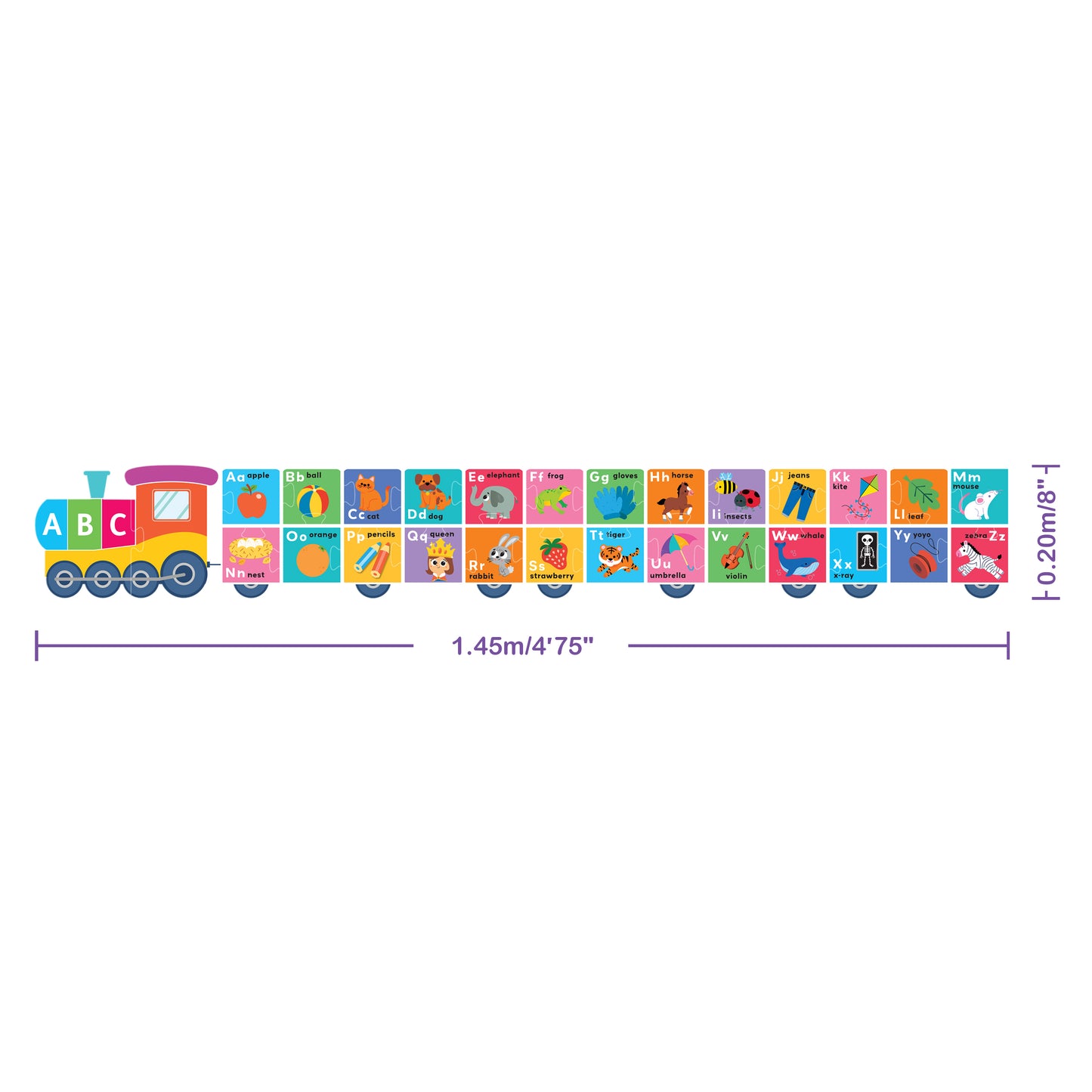 Hinkler Building Blocks Puzzle Train First Alphabet | Giant 1.45m ABC Puzzle with 28 Pieces & 16-Page Activity Book | Educational Alphabet Learning Puzzle for Kids Ages 3+