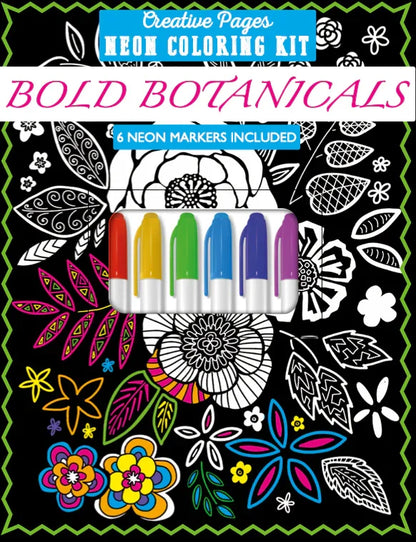 Creative Pages Neon Coloring Kit Bold Botanicals - Jaiman Toys