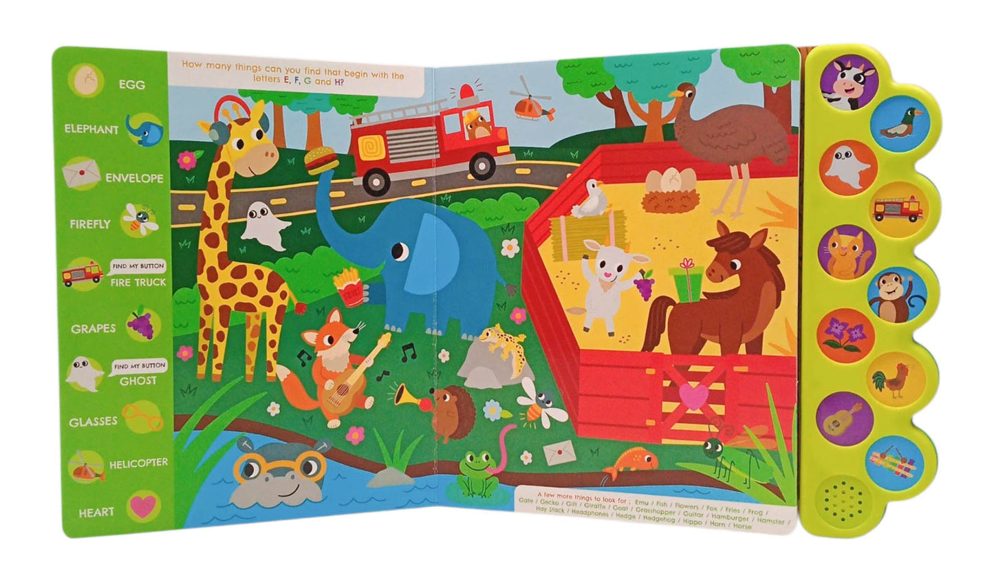 Page Publication Look and Find Noisy ABC’s Sound Book for Kids | Interactive Alphabet Learning Book with 10 Sounds