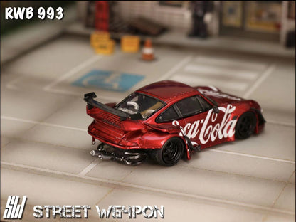 Street Weapon 1:64 Porsche 911 (993) RWB Coca-Cola Livery Die-Cast Model Car | Premium Widebody Collectible