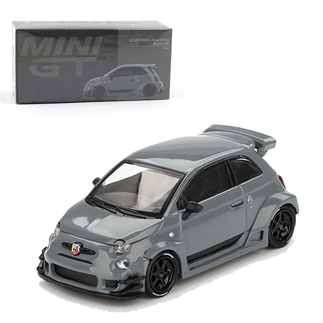 MINI GT LB-Works x Abas Works Abarth 595 – Grey | 1:64 Scale Diecast Model Car - Jaiman Toys