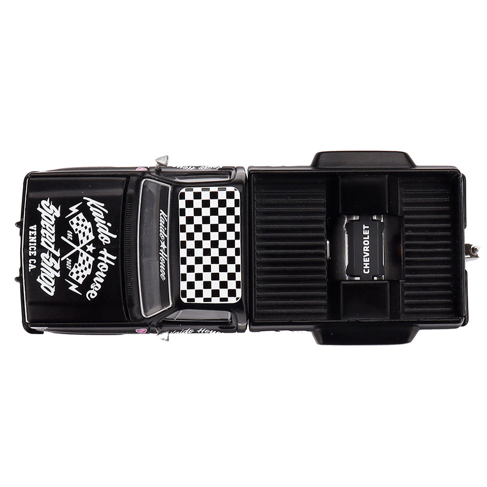 Kaido House x MINI GT 1:64 Chevrolet Silverado Dually Hot Rod V1 Black Diecast Pickup Truck | KHMG236 | Collector Box