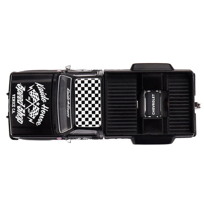 Kaido House x MINI GT 1:64 Chevrolet Silverado Dually Hot Rod V1 Black Diecast Pickup Truck | KHMG236 | Collector Box
