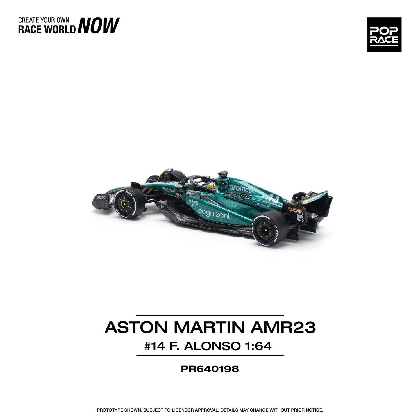 POP RACE 1:64 Aston Martin Aramco AMR23 #14 Formula One Race Car PR64-198 | Official Licensed Diecast Model | BGX