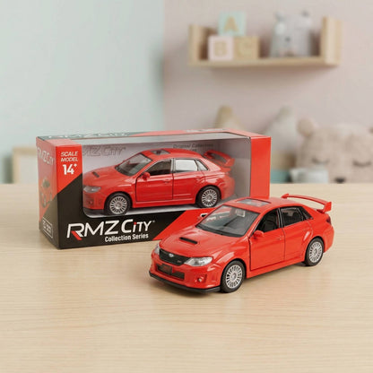 RMZ City Subaru WRX STI 1:32 Scale Die-Cast Model Car - Sports Sedan Collectible with Opening Doors, Pull-Back Action – 2 Colour Variants