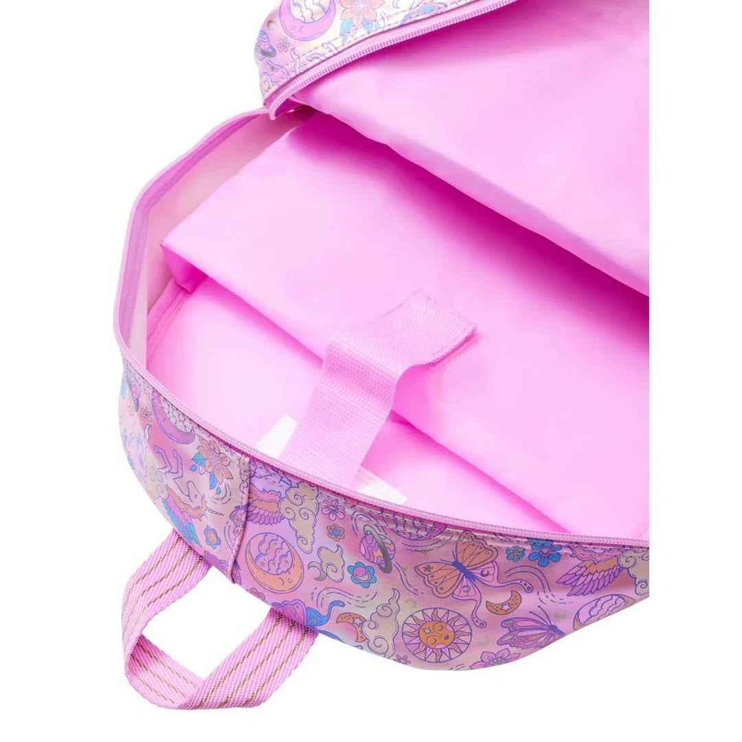 SMIGGLE Cosmos Classic Backpack – 16 Inch | Holographic Sequins & Iridescent Golden Pink Finish