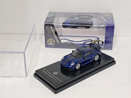 PARA64 1:64 Porsche 911 GT3 (992) Blue Diecast Model Car – Premium Display Base Collectible