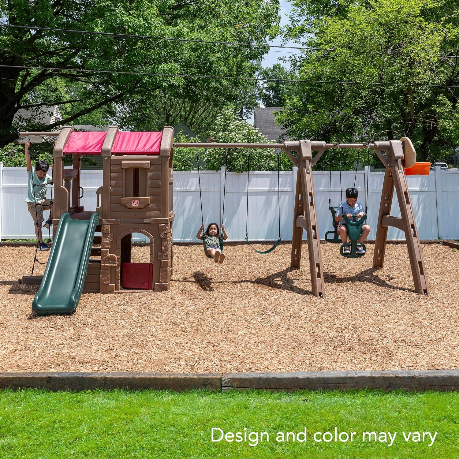 Step2 Naturally Playful Adventure Lodge Play Center with Glider – Kids Outdoor Activity Set - Jaiman Toys