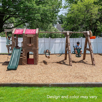 Step2 Naturally Playful Adventure Lodge Play Center with Glider – Kids Outdoor Activity Set - Jaiman Toys