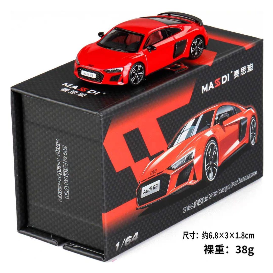 MASSDI 1:64 2022 Audi R8 V10 Coupe Performance Red Die-Cast Model Car Collectible