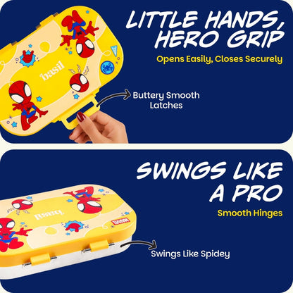 Basil Marvel Spidey Little Websters 600ml Stainless Steel Lunch Box | 2-Section Kids Tiffin Box