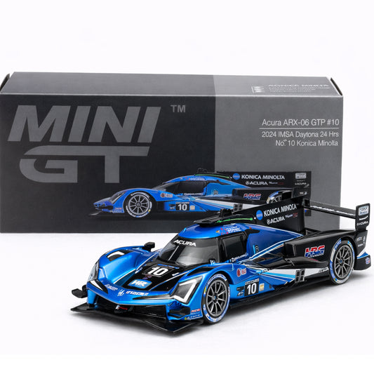 MINI GT 1:64 Acura ARX-06 GTP 10 Konica Minolta IMSA Diecast Race Car – Prototype Collector Model