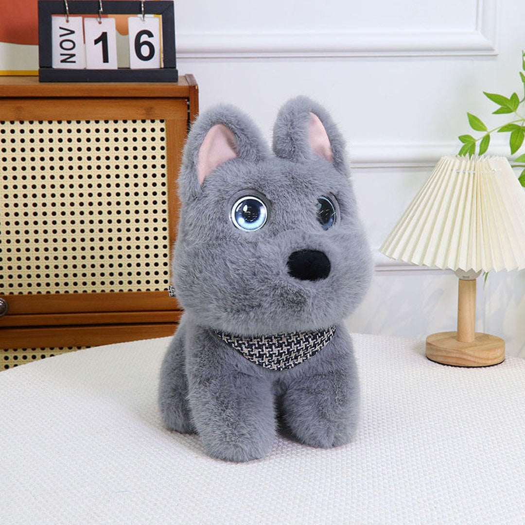 Breatoi! AI Smart Interactive Plush Dog Toy with Voice Interaction, Soft Stuffed Puppy Companion, Talking & Sound Responsive Plush Animal for Kids | Gift for Boys & Girls 3+ Years - Grey