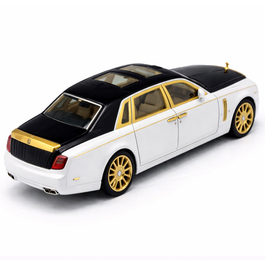 JOY Junction 1:24 Rolls-Royce Phantom Luxury Diecast Model Car – White, Black & Gold Collector Edition (14+)