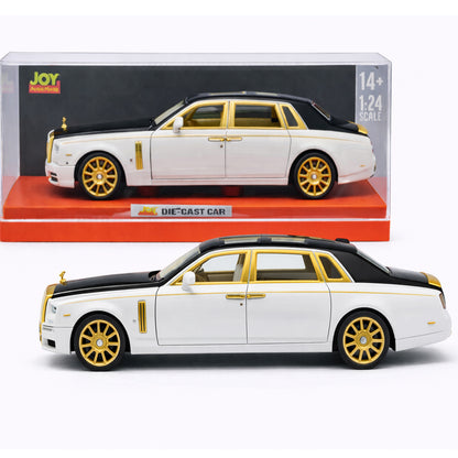 JOY Junction 1:24 Rolls-Royce Phantom Luxury Diecast Model Car – White, Black & Gold Collector Edition (14+)