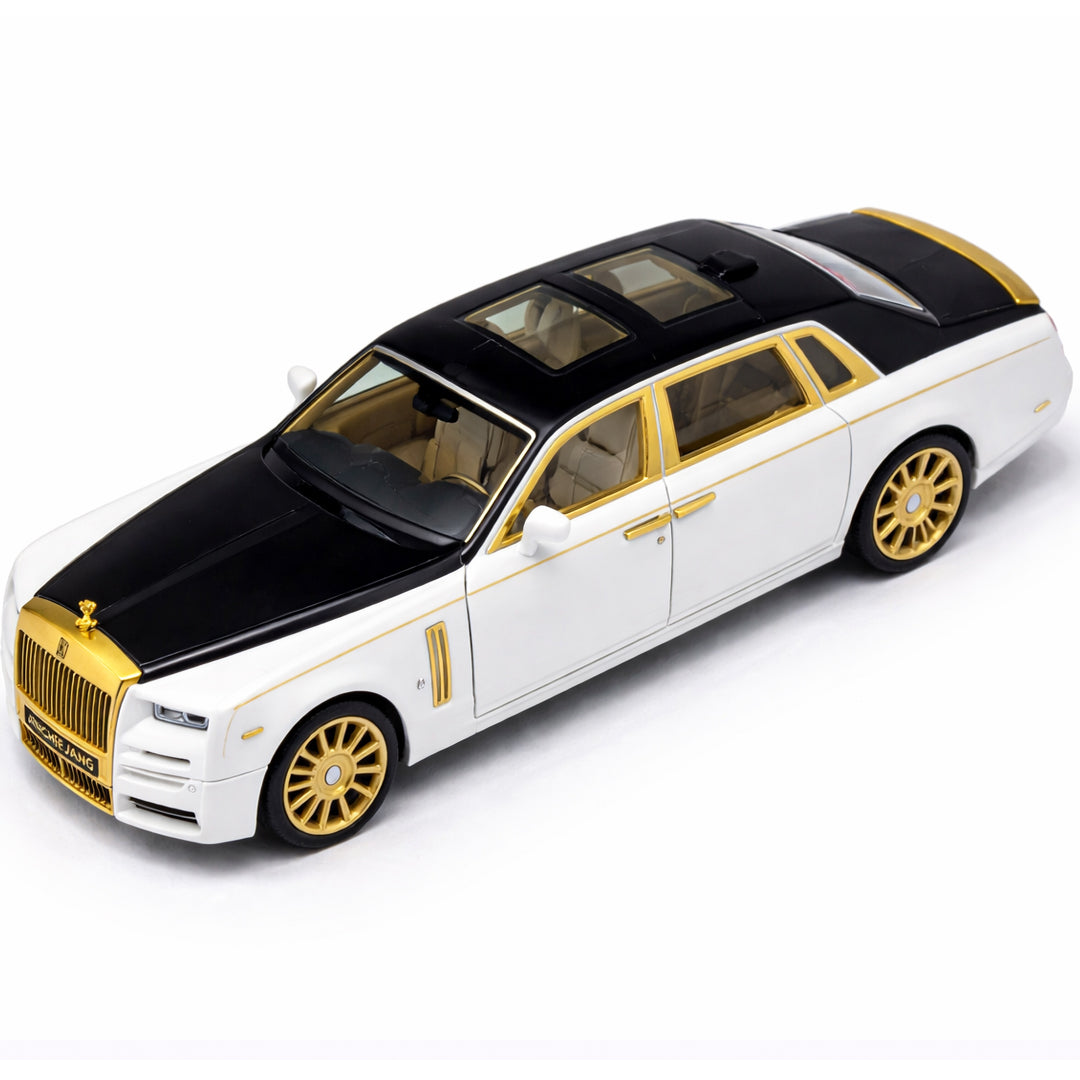JOY Junction 1:24 Rolls-Royce Phantom Luxury Diecast Model Car – White, Black & Gold Collector Edition (14+)