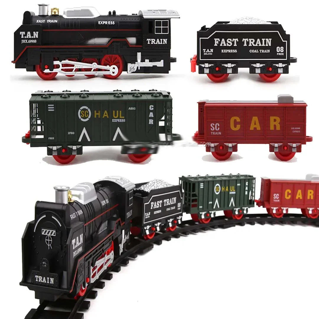 Battery Operated Classic Electric Train – Real Smoke, Lights, Sound & Music | Slot Railway Toy with Water-Adding Steam Effect - Jaiman Toys