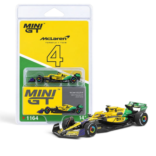 MINI GT 1:64 (Blister Pack) McLaren MCL38 #4 2024 F1 Monaco GP Lando Norris Die-Cast Model Car