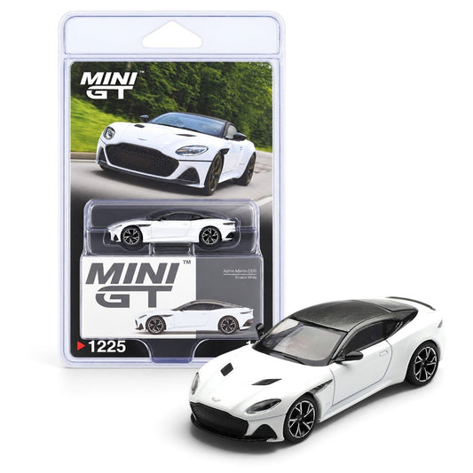 MINI GT 1:64 (Blister Pack) Aston Martin DBS Stratus White Die-Cast Model Car – 1225 | Collector Edition